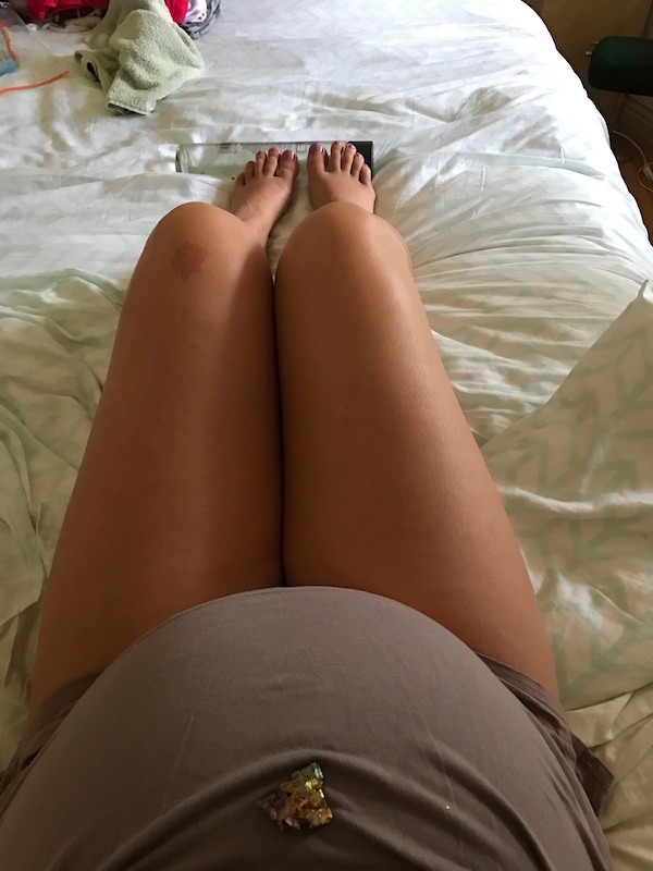 Baby bump with rainbow crystal