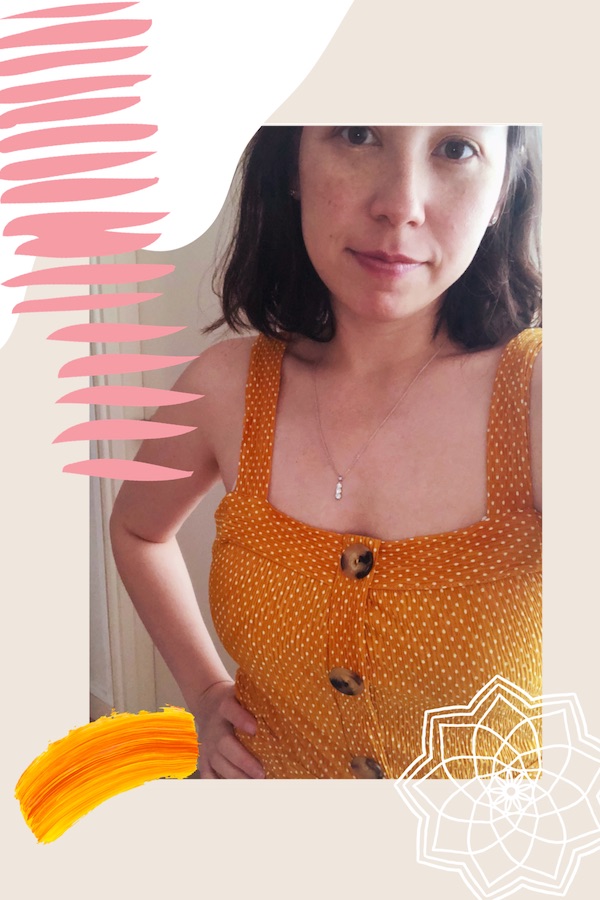 Mango Jumpsuit mustard texture closeup